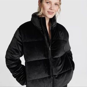 PINK VS RIB VELOUR PUFFER